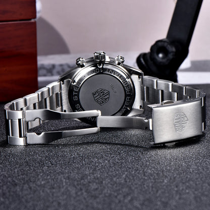Relógios masculinos Rolls Timi Panda – Cronógrafo de quartzo, modelo de luxo, vidro de safira com tratamento antirreflexo, estanque, estilo desportivo