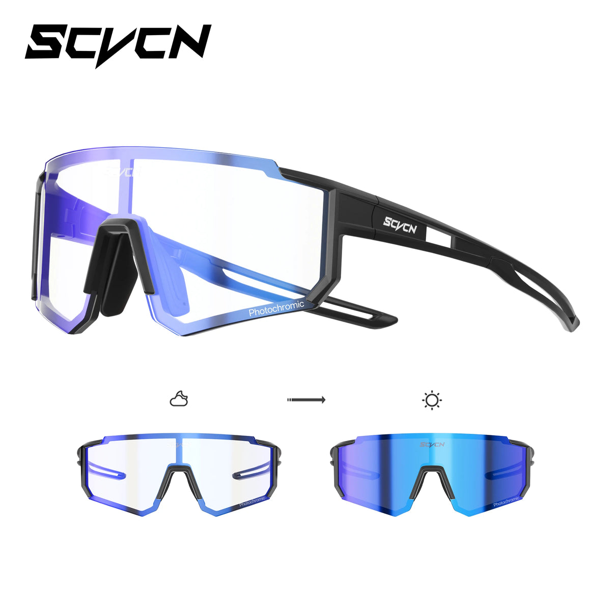 SCVCN Ochelari de soare sportivi pentru fete, ochelari de ciclism pentru copii, ochelari fotocromatici UV400, ochelari de baseball pentru băieți, ochelari pentru activități în aer liber, ochelari de soare pentru alergare și drumeții