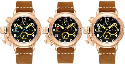 Automatic Watches for Men Mechanical Self Wind Genuine Leather Multifunction Date Boat Month Gold Bronze U Reloj Hombre Baratos