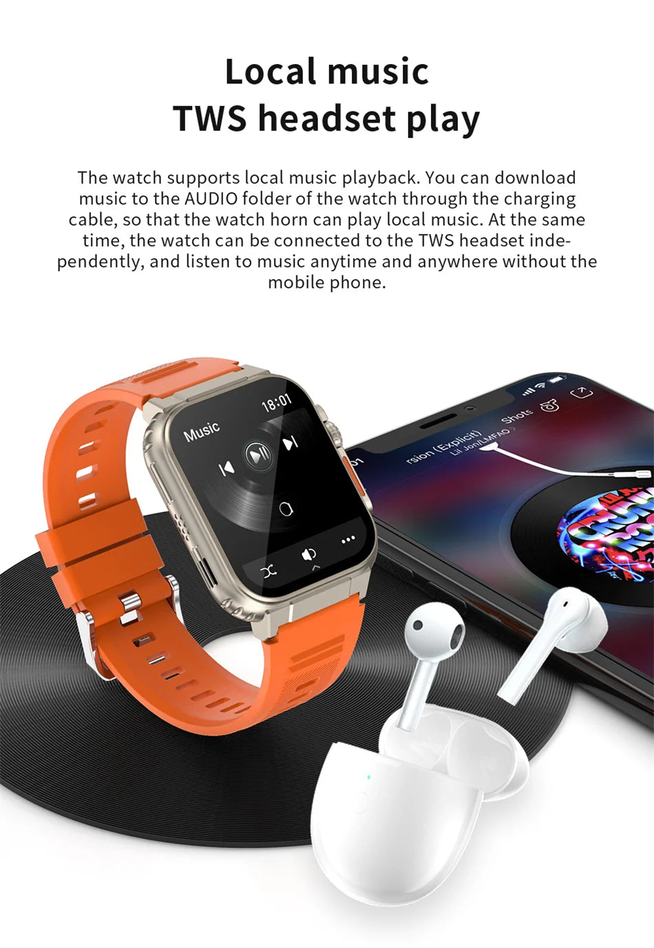 LIGE 600mAh New Ultra Smart Watch Men Bluetooth Call TWS Local Music Sport Clock 1.96'' IP68 Waterproof Relógio Smartwatch Women