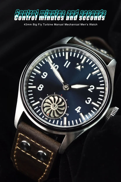 Hruodland Pilot St3620 Retro Men's Manual Mechanical Watch Luxury Sapphire Bgw-9 Night Light Turbine Waterproof 5Bar Reloj Hombr
