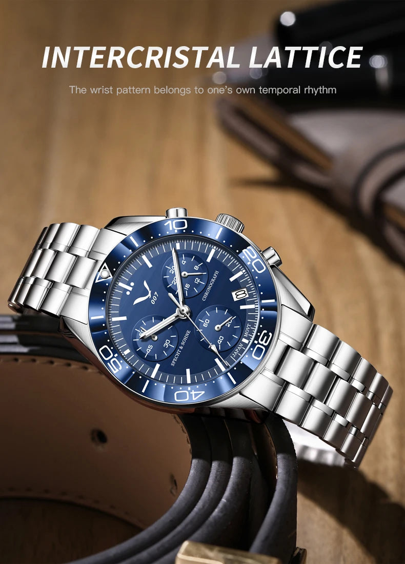 New 007 Specht&Sohne Sports Watches for Men Top Brand Luxury Steel Wrist Watch Fashion Japan VK68 Chronograph