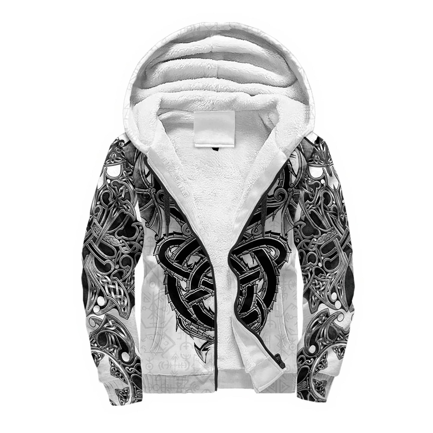 Mjolnir Odin Raven Wolf Tattoo 3D Printed Men's Winter Thicker Zip Hoodie Unisex Casual Hooded Tracksuit Warm Fleece Jacket KD16