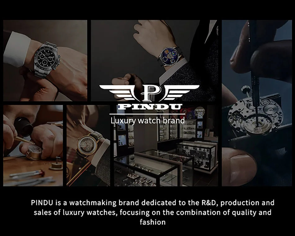 PINDU Design Engine Watches Men Top Brand Luxury Watch Compass Waterproof Quartz Wristwatch Festival Limited Watch + Gift Box