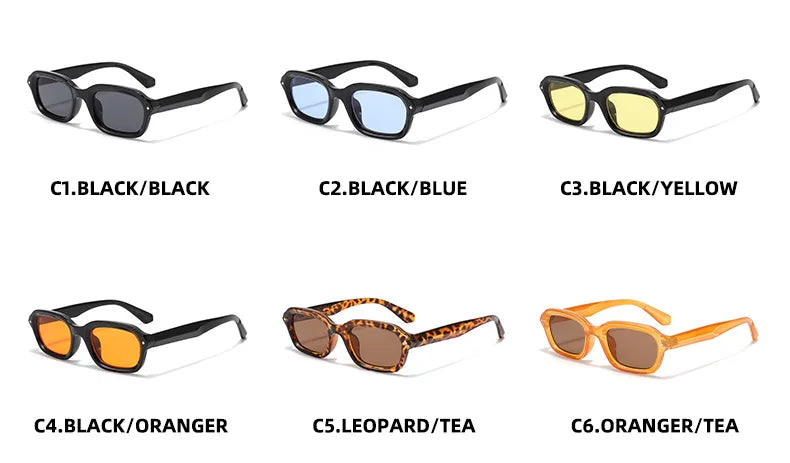 BOYSEEN Ochelari de soare de plajă pentru bărbați, de vară, portocalii, UV400, ochelari de soare punk cu ramă îngustă și formă pătrată