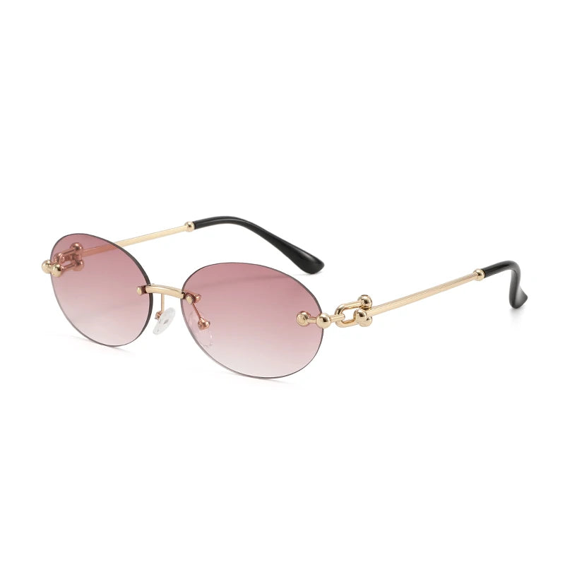 Ochelari de soare ovali fără ramă, de înaltă calitate, casual și luxoși, pentru femei, fără ramă, la modă și personalizați