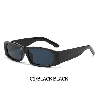 Ochelari de soare negri cu ramă îngustă în stil hip-hop, ochelari de soare retro pentru bărbați, de culoare portocaliu, UV400