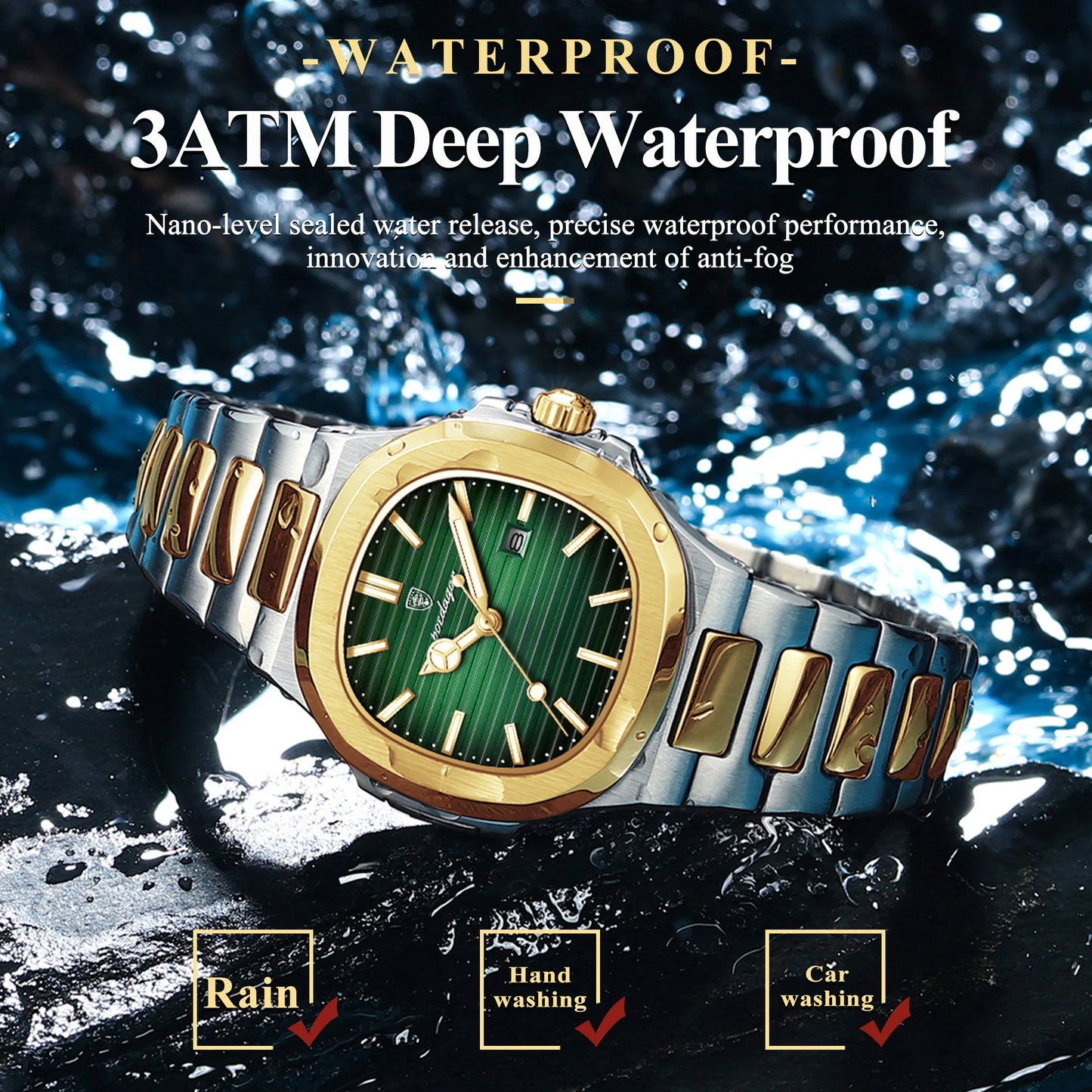 POEDAGAR Square Luxury Watch For Woman Waterproof Luminous Date Ladies Wristwatch Stainless Steel Fashion Quartz Women's Watches