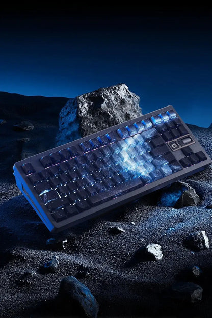 Keycap PBT trasparenti Cherry con incisione laterale e sfumatura Purple Galaxy, 135 tasti, compatibili con tastiere meccaniche 60/64/84/98/108