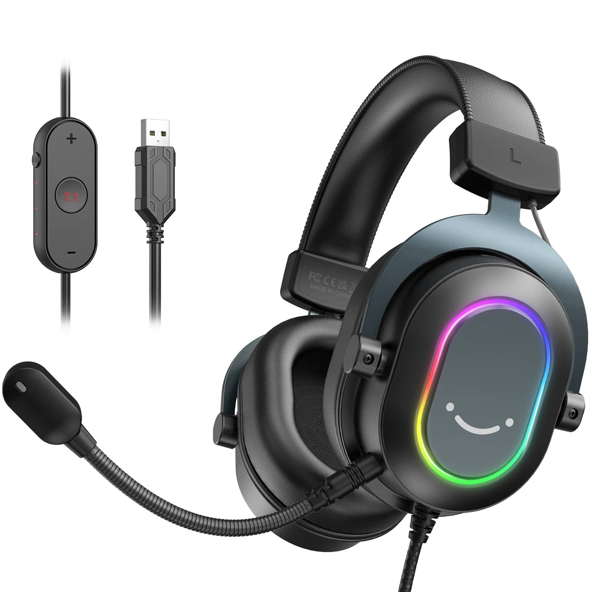 Cuffie gaming RGB dinamiche Fifine con microfono, over-ear, audio surround 7.1, PC PS4 PS5, 3 opzioni EQ Game Movie Music - H6