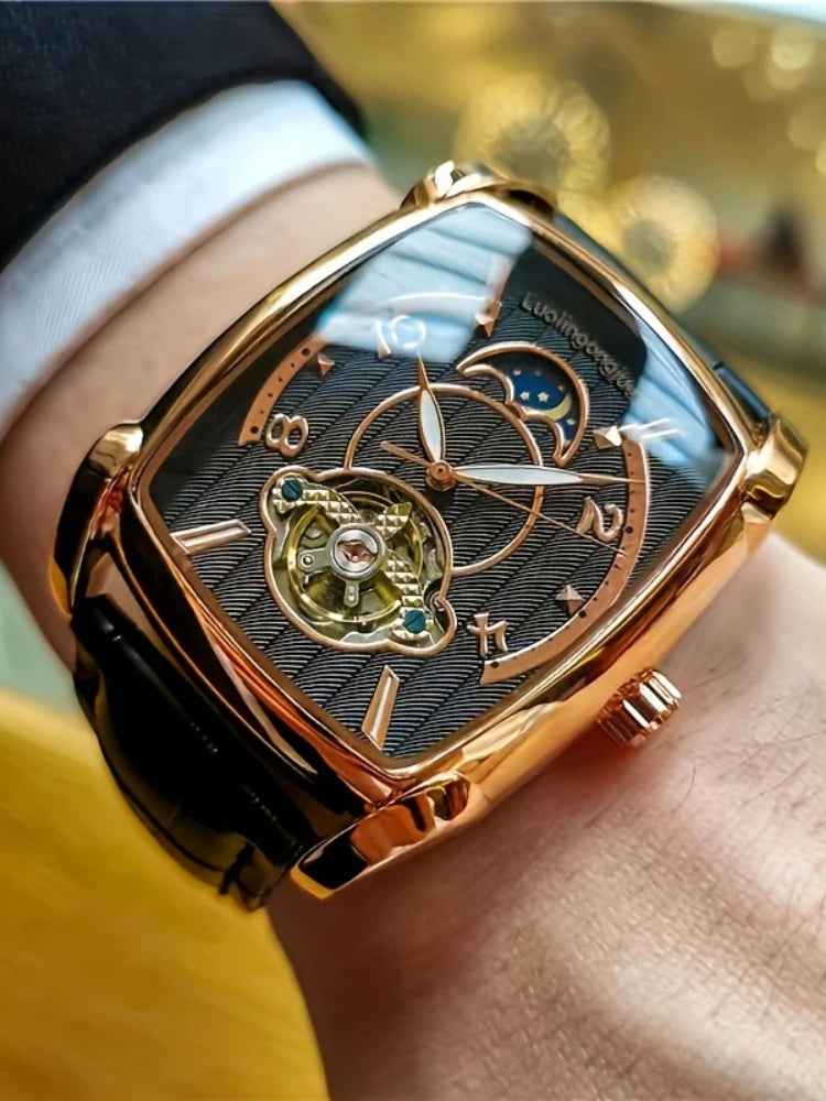 [Luksuzni mehanički sat s tourbillonom] Lagani luksuzni mehanički sat s tourbillonom za muškarce – vrhunski, potpuno automatski model u trendi 'skelet' stilu, idealan za poslovnu odjeću o