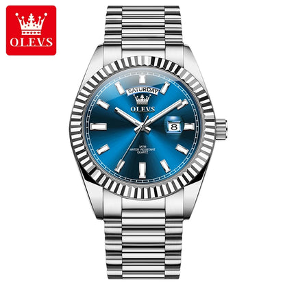 OLEVS Men's Watch Top Brand Luxury Wrist Watch For Men Fashion Rose Gold Stainless Steel Waterproof Watch Day Date Quartz Clock