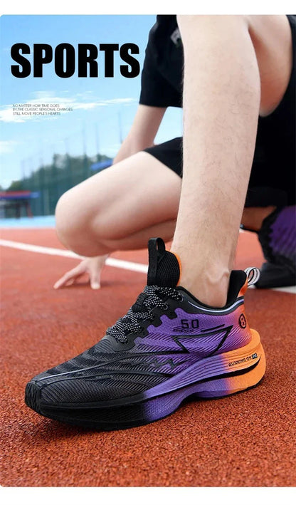 Brand Men's Carbon Plate Running Shoes, Soft Cushion, Shock Absorbing Sports Shoes, Unisex Sneakers, Light Anti-Slip Training Shoes