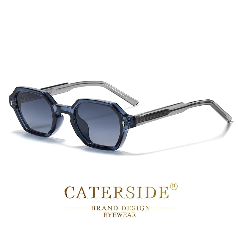 CATERDIDE Ochelari de soare retro poligonali pentru bărbați, cu design personalizat, ramă pătrată, ochelari de soare pentru femei, petreceri, călătorii și vacanțe