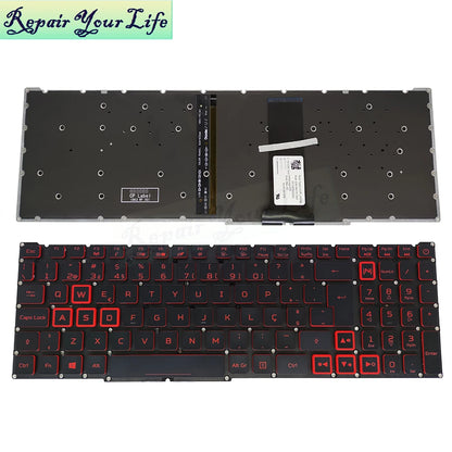 Teclado retroiluminado PT-BR Brasil US RU para Acer Nitro 5 AN515-54 AN515-43 AN517-52 AN517-51 AN517-54 AN715-51 Espanha LA IT TR GR FR