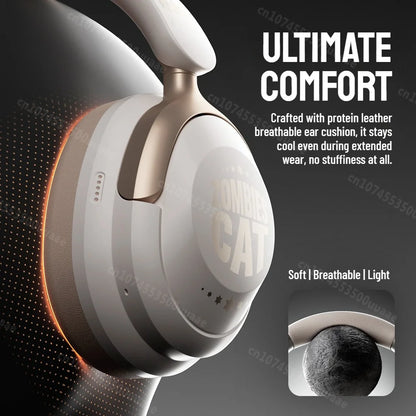 Zombies Cat S10 ANC Bluetooth 6.0 Headphones -45dB Active Noise Canceling Earphone HiFi Stereo Over-Ear Wire/Wireless Headset