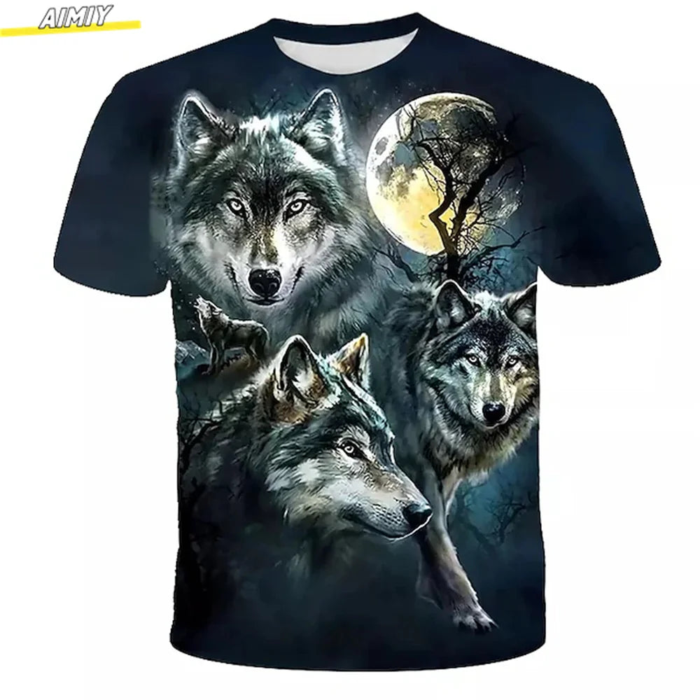 Men's Hipster Wolf 3D Printed T-Shirt Printing Short Sleeve Fashion Summer Tee 3D Animal Plus Size Round Neck Daily Holiday Top