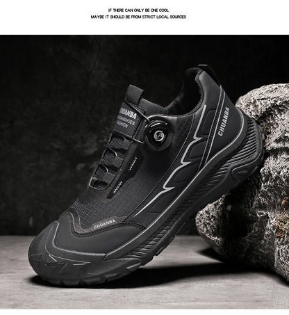 Rotary Buckle Men's Trekking Sneakers Outdoor Platform Hiking Shoes Men Sports Shoes Comfortable Non-slip Climbing Walking Shoes