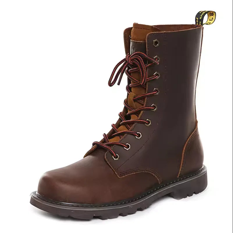 KOWM Cowhide Outdoor Men Hiking Shoes Waterproof Tactical Desert Shoes Hunting Boots Snow Boots Fur Sneakers Women Trekking Shoes
