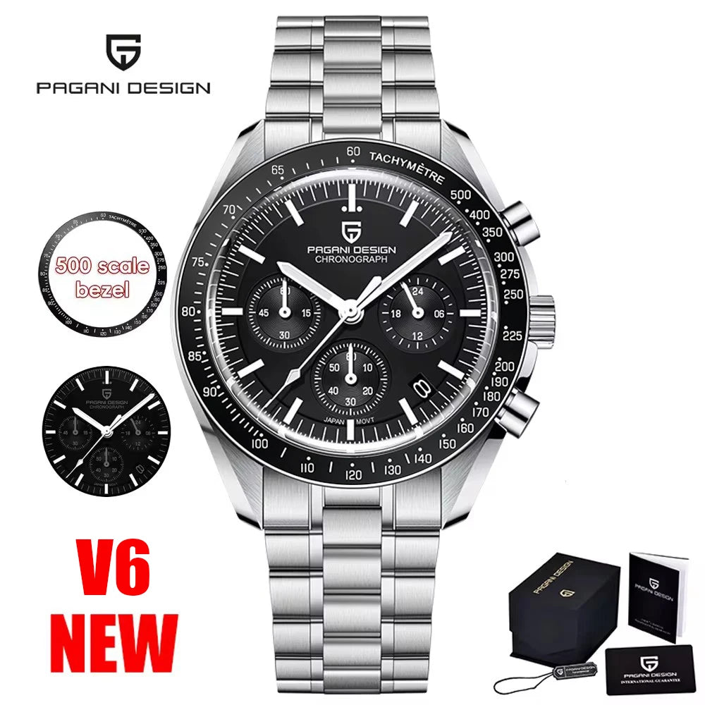 PAGANI DESIGN Moon Men's Watches Gold Luxury Quartz Watch Men Speed Sports Chronograph AR Sapphire Waterproof Luminous Man Gift