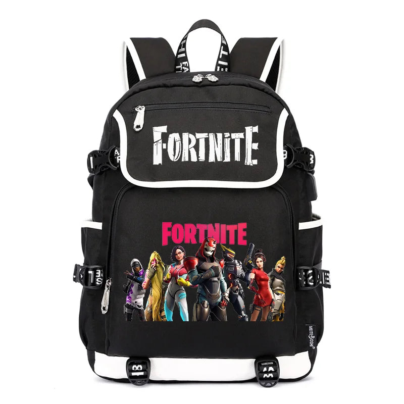 Fortnites Large Capacity Backpack Casual Shoulder Bag with USB Port Unisex Anime Students Schoolbag New Stylish Stationery Gift