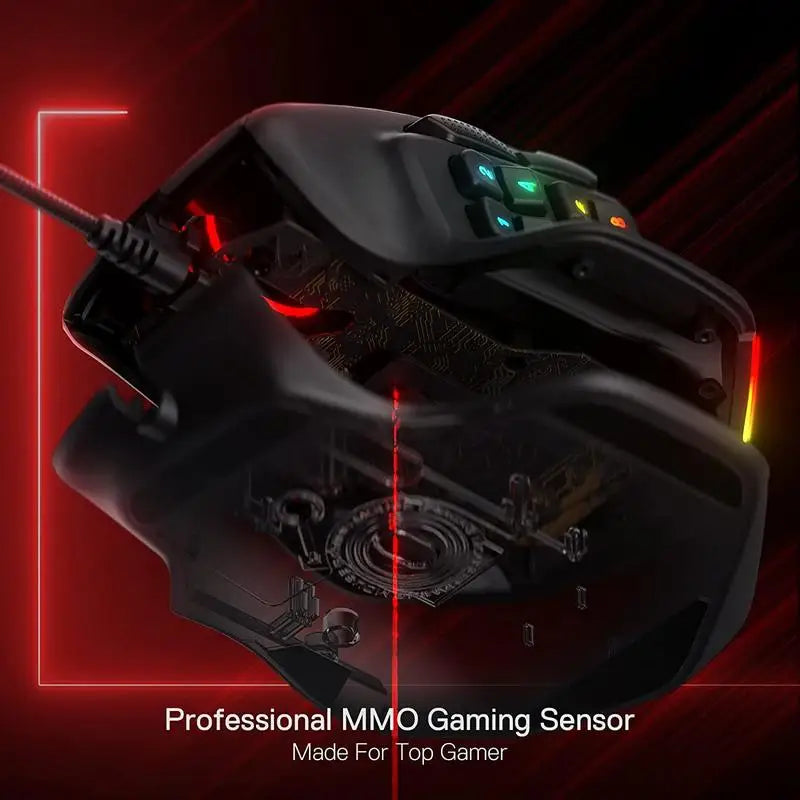 Redragon M811 Aatrox MMO-gamingmus, 15 programmerbare knapper, kablet RGB-gamermus med ergonomisk, naturligt greb
