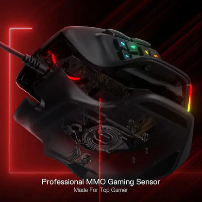 Redragon M811 Aatrox MMO-gamingmus, 15 programmerbare knapper, kablet RGB-gamermus med ergonomisk, naturligt greb