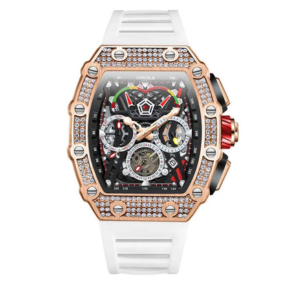 ONOLA Luxury Diamond Mechanical Wristwatches Fashion Sports Square Date Waterproof Automatic Man Watch Men Military Watch Clock
