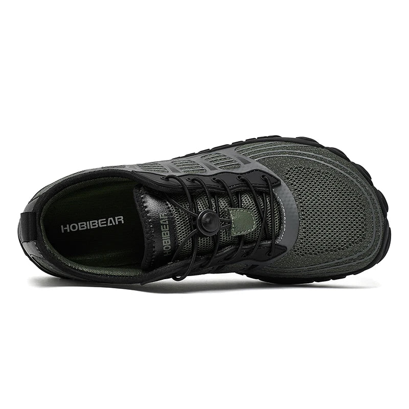 HOBIBEAR Wide Toe Barefoot Sneakers, Unisex Non-Slip Outdoor Athletic Shoes with Elastic Band, Beach Sneakers