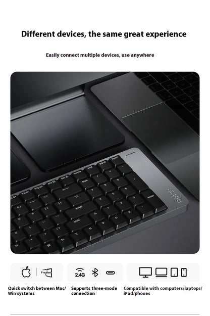 Lofree FLOW2 Mechanische Tastatur fürs Business-Büro, kabellos per Bluetooth und kabelgebunden, leiser und sanfter Klang, kompatibel, geräuscharm, Aluminiumgehäuse