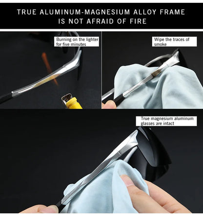Ochelari de soare polarizați pentru bărbați marca CLLOIO, ramă din aluminiu, UV400, anti-orbire, ochelari de soare pentru bărbați, ochelari de condus, fără ramă, Oculos De Sol