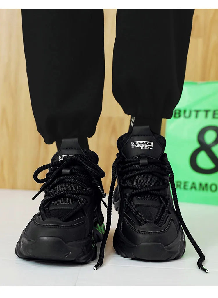 Men's shoes, seasonal leather trend, soft sole, sports running shoes, campus style, casual and versatile, fashionable dad shoes