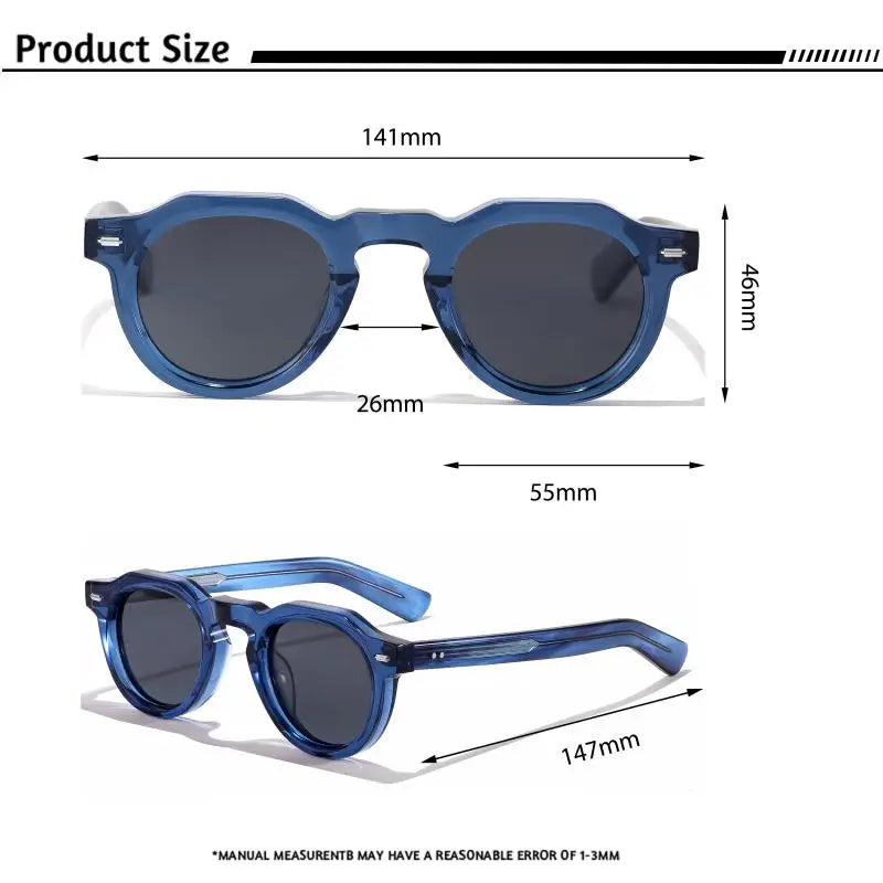 HBK Vintage – Ochelari de soare simpli, rotunzi, pentru bărbați, cu ramă mică, din acetat de înaltă calitate; ochelari de soare pentru femei, pentru petreceri, călătorii și activități în aer liber