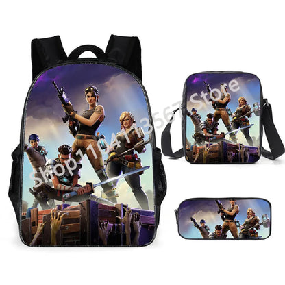 3Pcs/Sets Fortnite School Bags for Boys Girls Cartoon Battle Royale Game Book Bags Sets Games Backpacks School Gifts