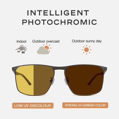 CAPONI Ochelari de soare cu vedere nocturnă de calitate superioară pentru bărbați și femei, ramă din fibră de carbon, ochelari pătrați, lentile UV400, ochelari de protecție BSYS28964