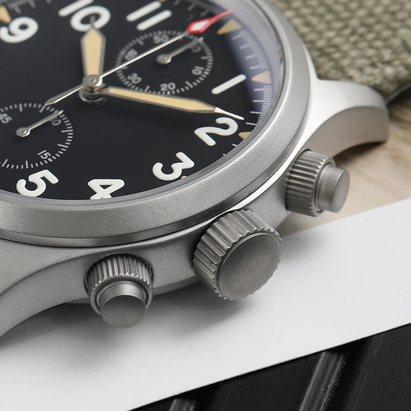 Militado ML1868KF Retro VK67 Quartz Chronograph Watch Stainless Steel Case 3 Dial Waterproof 100M  Multifunction Military Watch
