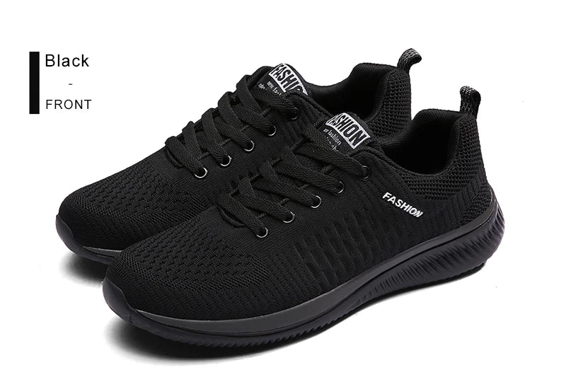 Herr- och dam-sneakers i stickat material, andningsbara sportskor för löpning, promenader och gym