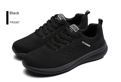 Herr- och dam-sneakers i stickat material, andningsbara sportskor för löpning, promenader och gym