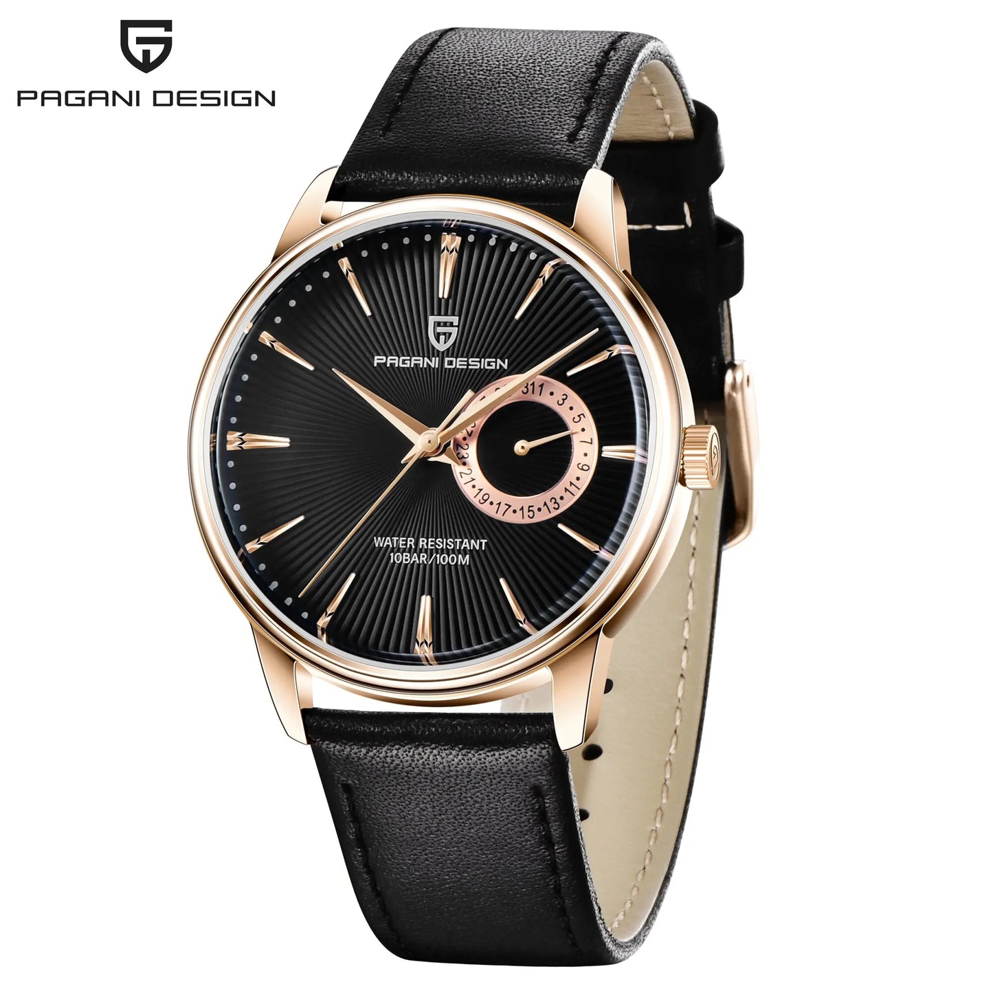 PAGANI DESIGN Herren-Freizeit-Quarzuhr, leichter Luxus, vielseitig kombinierbar, beschichtetes Glas, wasserdicht, Edelstahlzifferblatt, Datumsanzeige