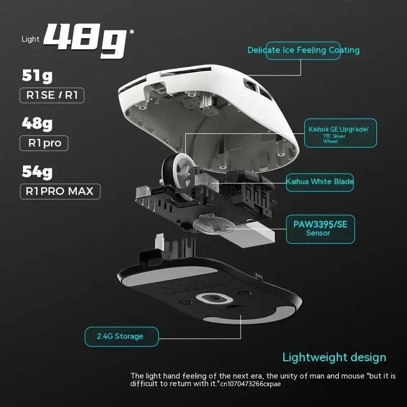 VXE Dragonfly R1 Pro Paw3395 Sensor Kabellose Maus Nordic 52840 2khz Smart Speed X Niedrige Latenz Büro-Gamer-PC-Gaming-Maus