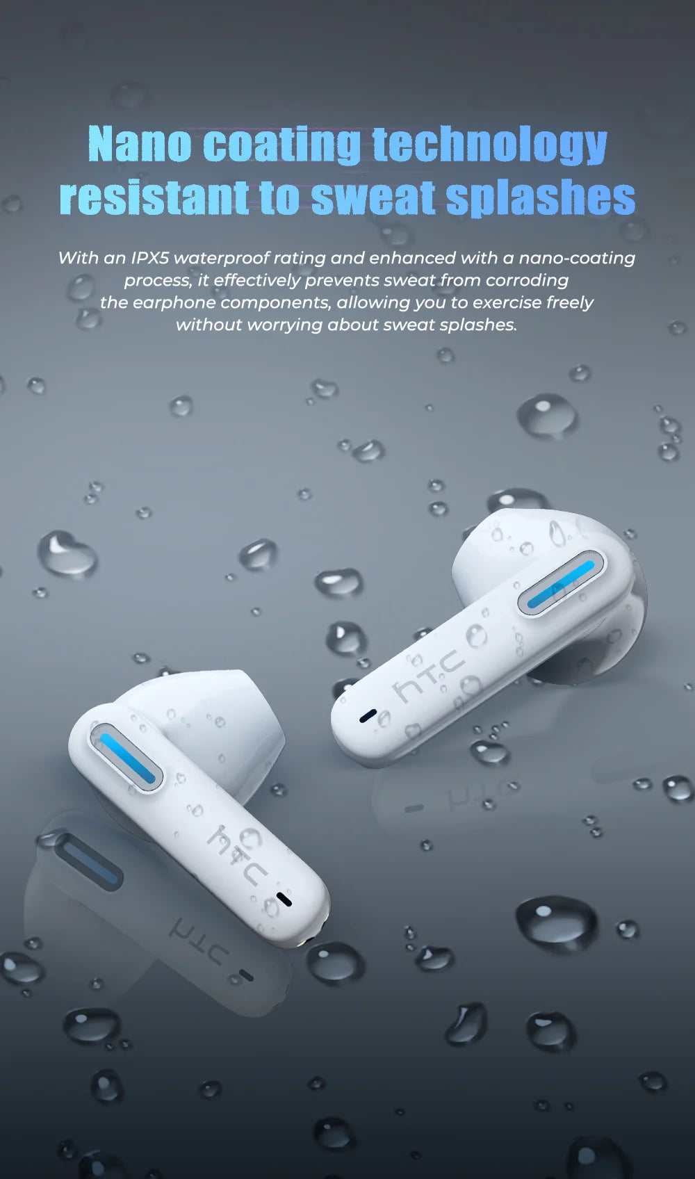 HTC NE49 6.0 True Wireless Earbuds Gaming HiFi Deep Bass Lightweight Cool Design IPX5 Waterproof Choice