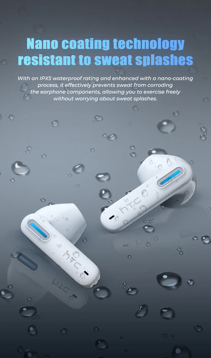 HTC NE49 6.0 True Wireless Earbuds Gaming HiFi Deep Bass Lightweight Cool Design IPX5 Waterproof Choice