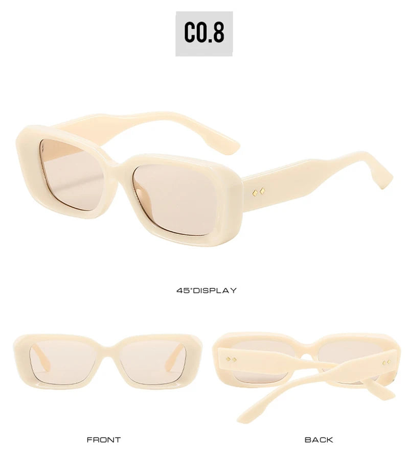 Ochelari de soare retro pătrați SHAUNA pentru femei, cu nituri, nuanțe degradate, protecție UV400, pentru bărbați, verzi și roz