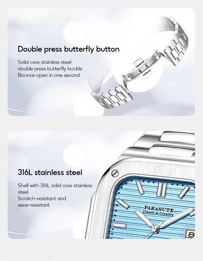 FARASUTE Automatic Mechanical Luxury Men's Watch Miyota9019 Movement Ultrathin 8.9mm Luminous 5ATM Waterproof Wristwatches Male
