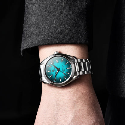 Relógio de luxo para homem PAGANI DESIGN – Modelo automático mecânico (calibre 8215), em aço inoxidável, estanque, com indicador de data e ponteiros luminescentes