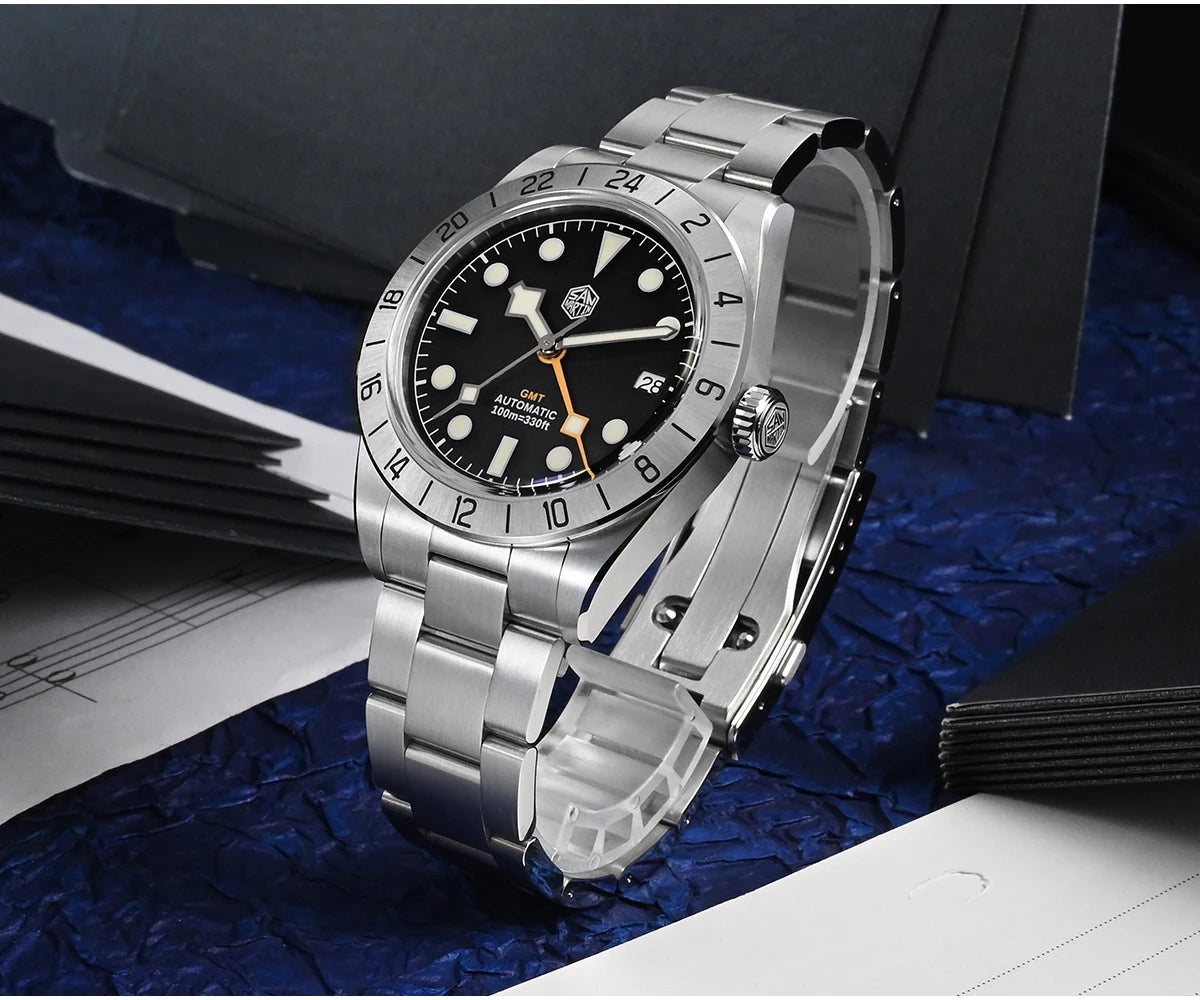 San Martin New 39mm NH34 BB GMT Automatic Mechanical Watch Sport Watch Sapphire Luminous Waterproof 100m for Men Watch SN0054