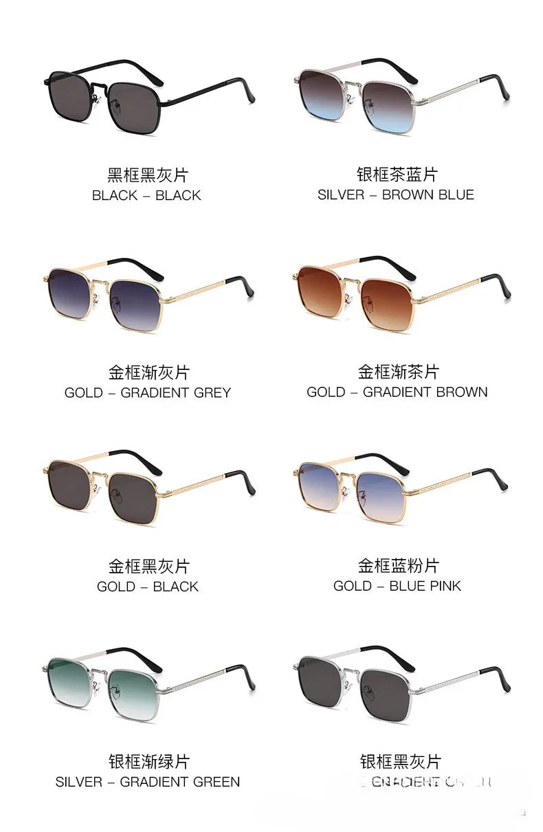 Ochelari de soare metalici, pătrați și ovali, la modă, retro, pentru bărbați și femei, personalizați, rezistenți la raze UV, ochelari de vedere de lux, design UV400