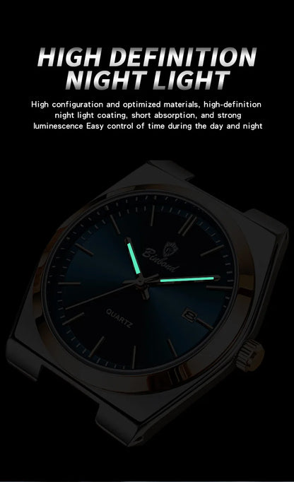 UTHAI Men Watch Light Luxury Brand Stainless Steel Calendar Waterproof Male Business Leisure Fashion Quartz Clock Watch