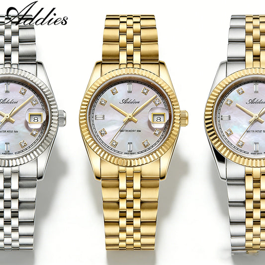 ADDIES New Luxury Women's Watches 28mm Sapphire Glass 50m Waterproof 316L Stainless Steel Business Quartz Wristwatch For Woman