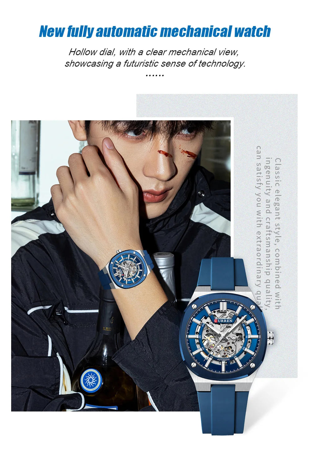 2025 CURREN New Men Mechanical Watch Luxury Sapphire Glass Automatic Watch 41MM Stainless Steel Watch for Men